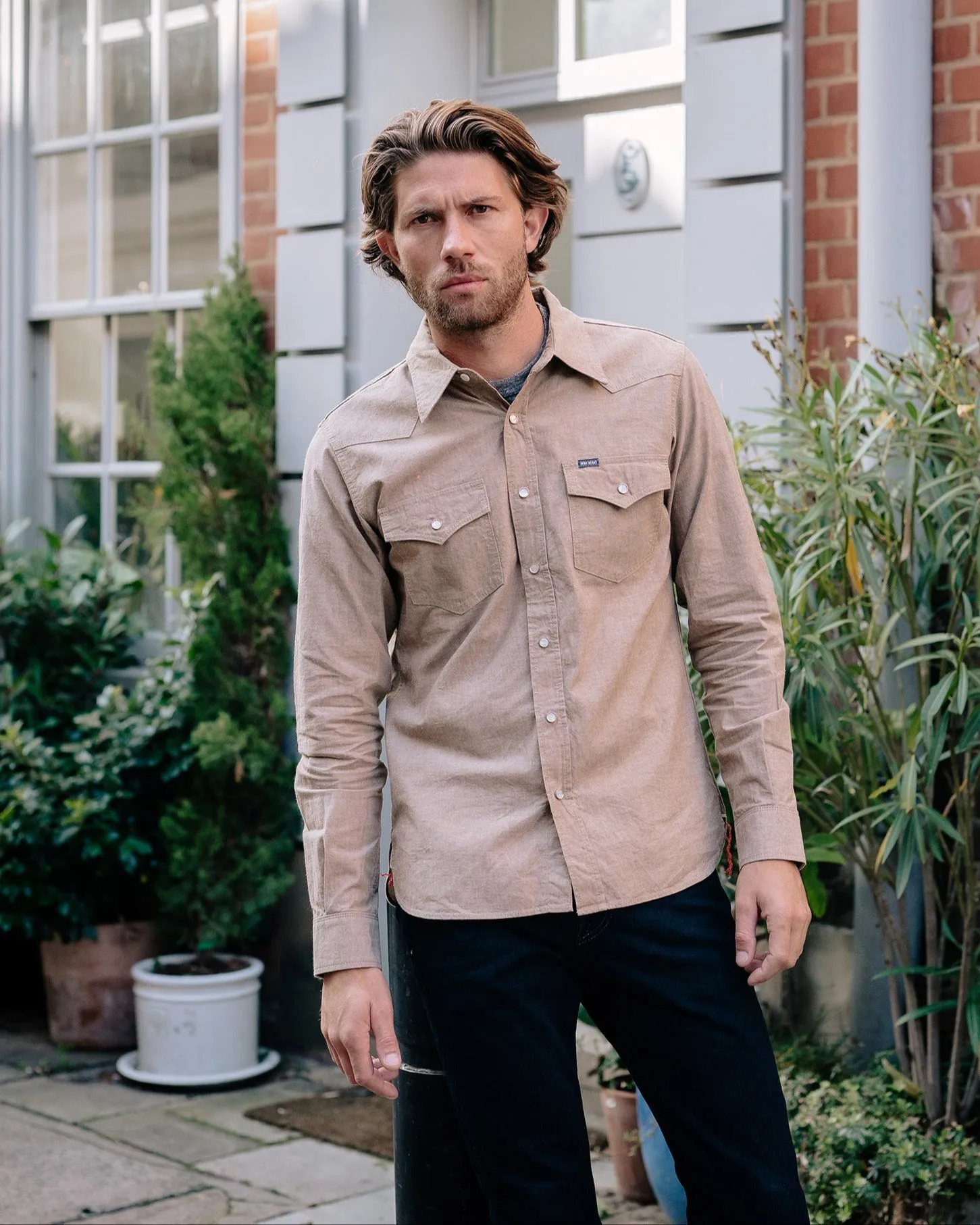 10oz Selvedge Chambray Western Shirt - Khaki