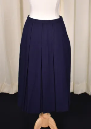 1950s Vintage Navy Box Pleat Skirt