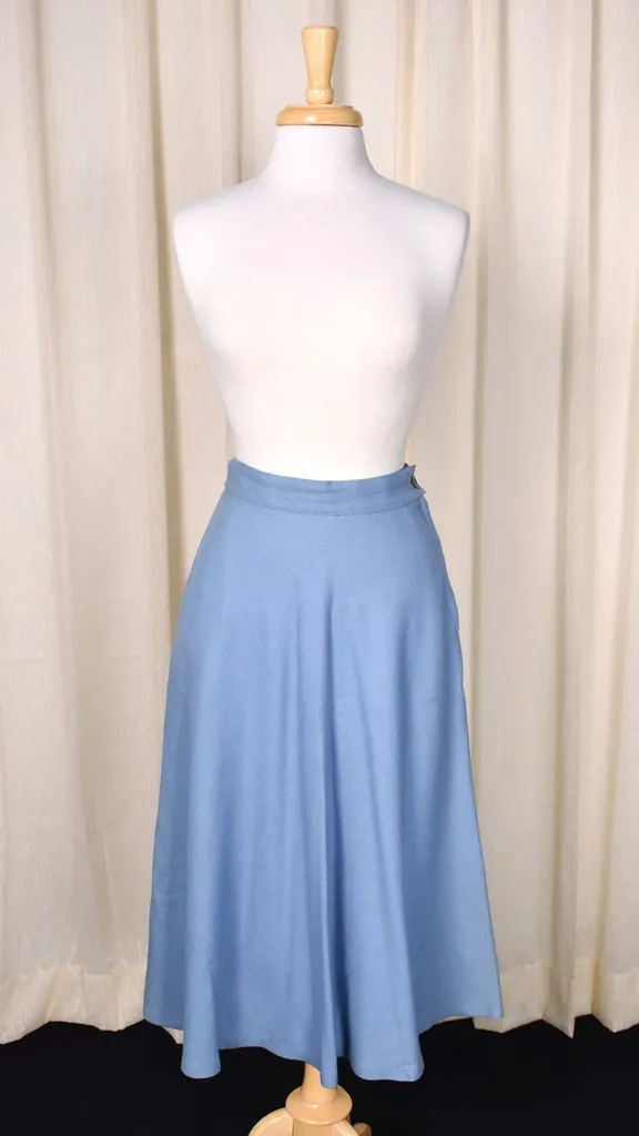 1950s Vintage Sky Blue A line Skirt