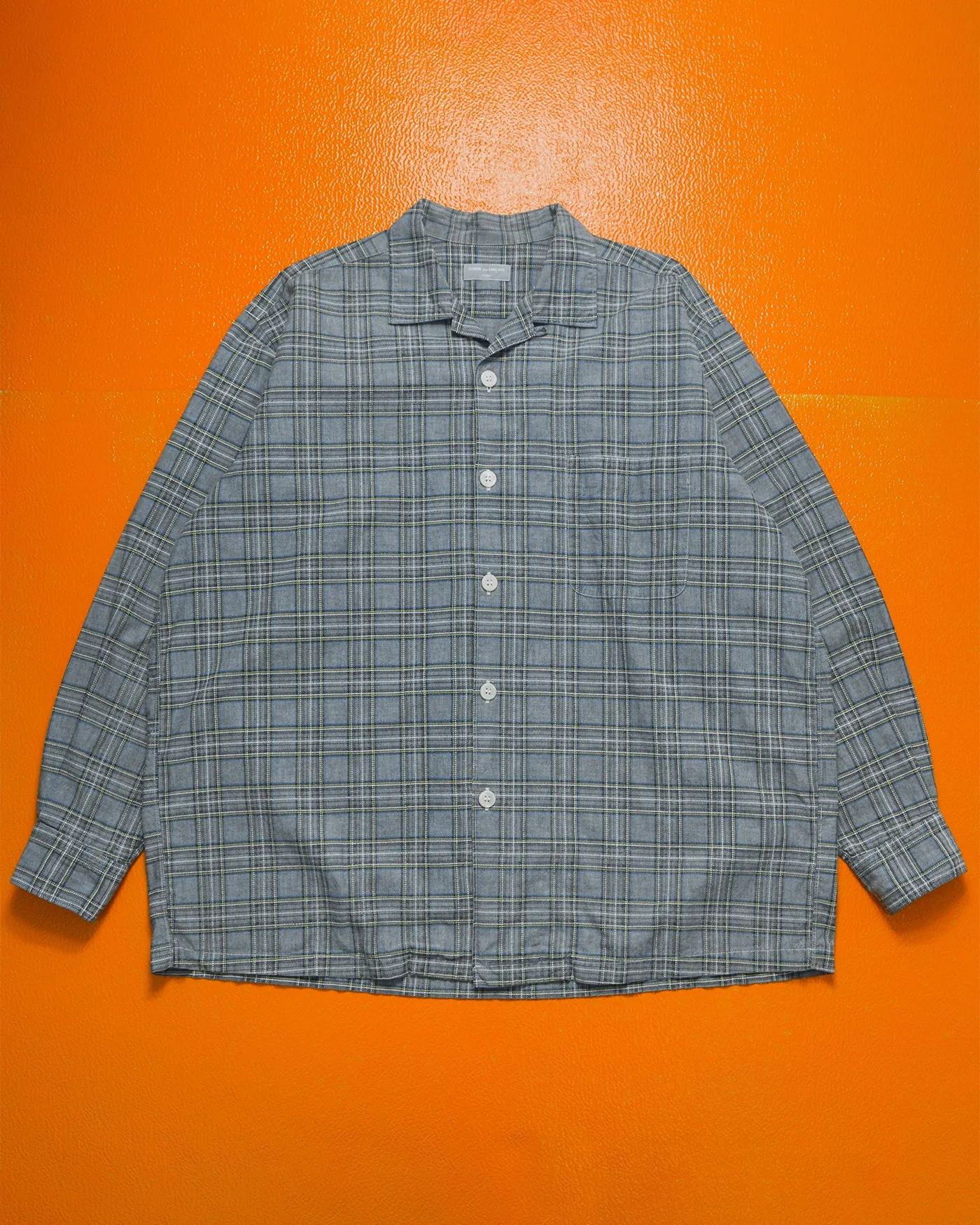 1997 Grey Plaid Open Collar Boxy Shirt (~L~)