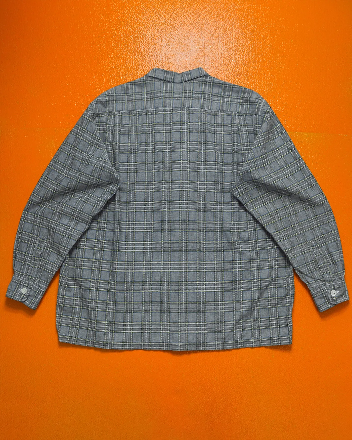 1997 Grey Plaid Open Collar Boxy Shirt (~L~)