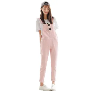 4 Colors Denim Jumpsuit Preppy Style Fashion Pocket Womens Jeans Jumpsuit Girls Casual Denim Overalls Skinny Women