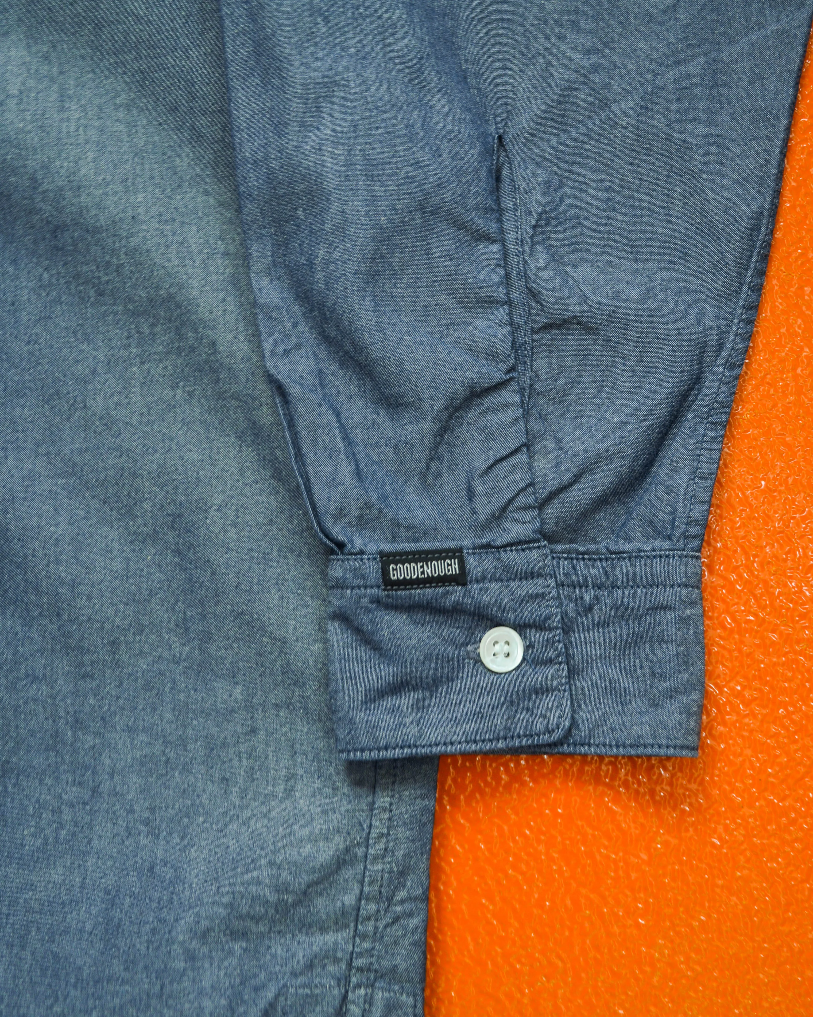 90s Chambray Open Collar Minimal Shirt (L~XL)