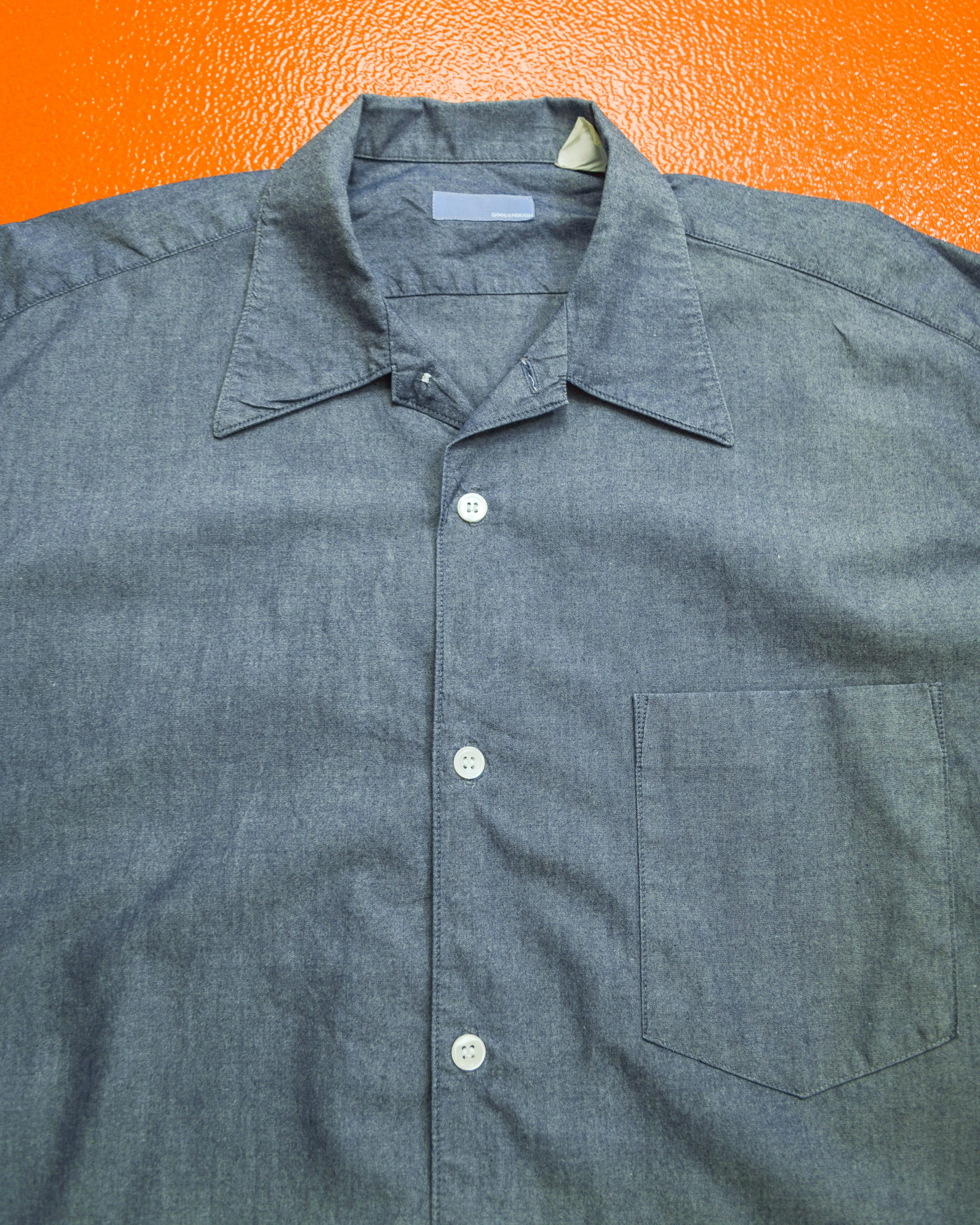 90s Chambray Open Collar Minimal Shirt (L~XL)