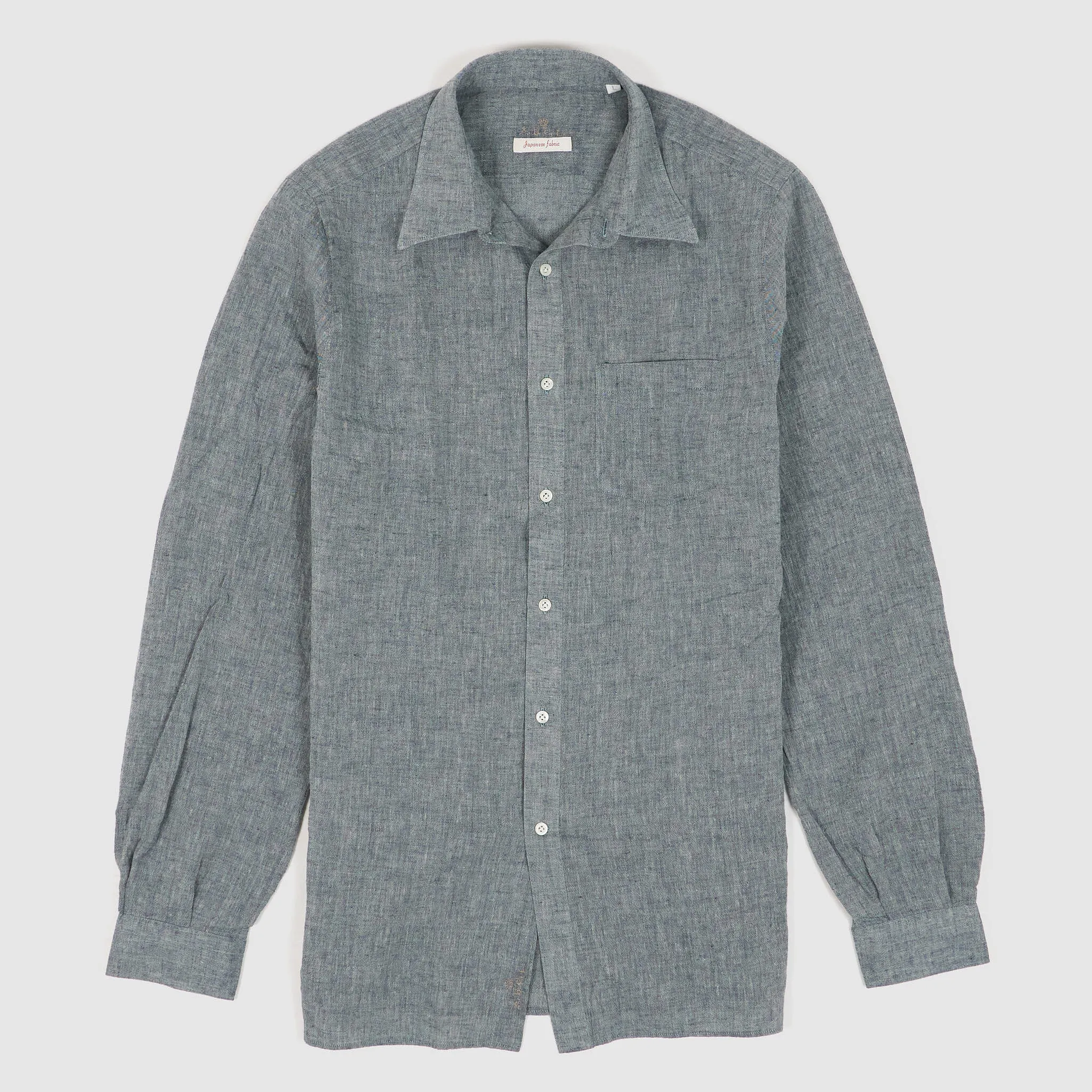 A.B.C.L Long Sleeve Linen Cotton Pocket Shirt