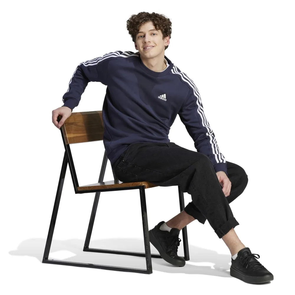Adidas Mens Essentials Fleece 3 Stripe Sweatshirt