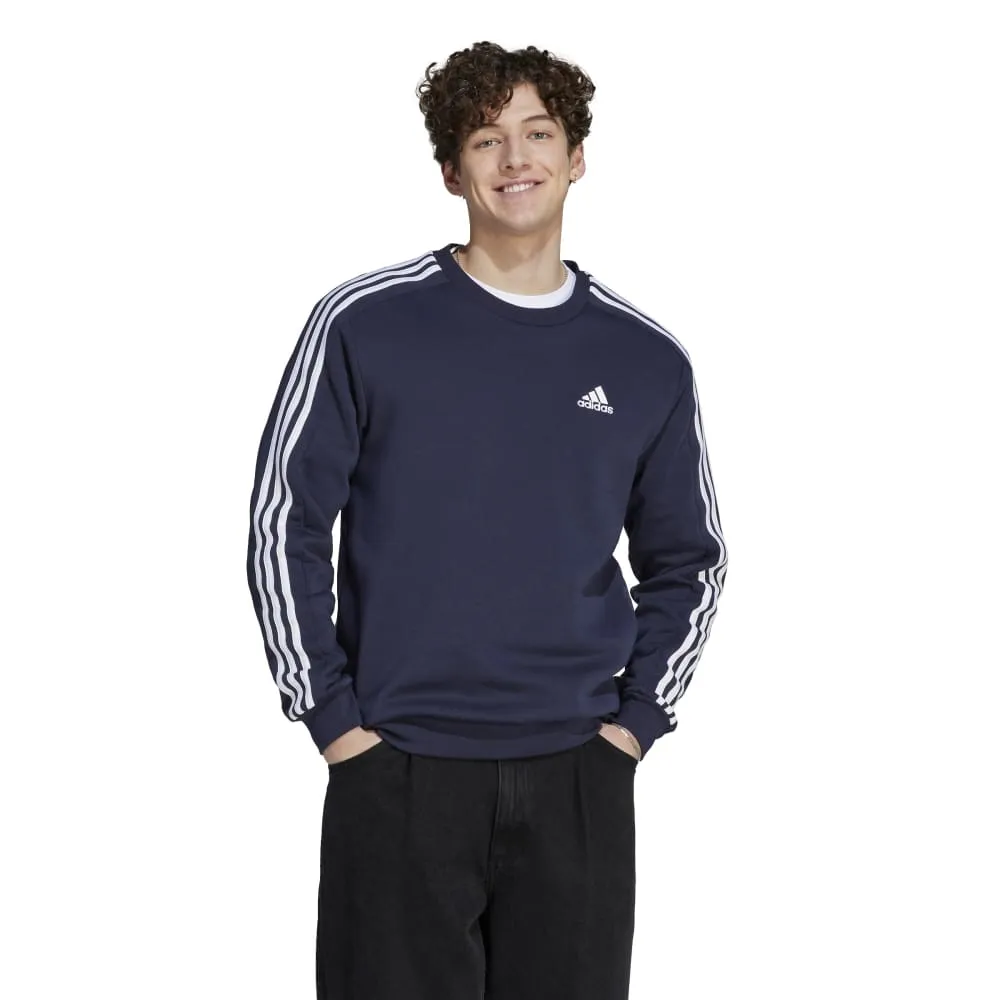 Adidas Mens Essentials Fleece 3 Stripe Sweatshirt