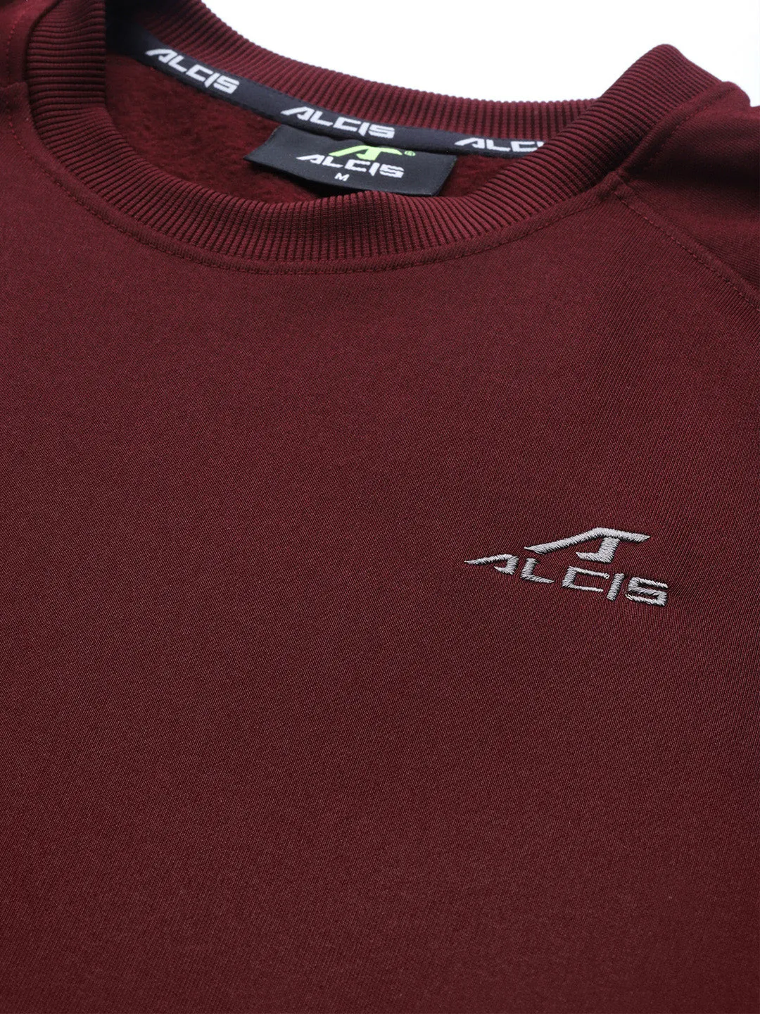 Alcis Men Burgundy Solid Training Sweatshirt with Printed Detail