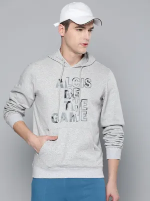 Alcis Men Grey Printed Hooded Sweatshirt