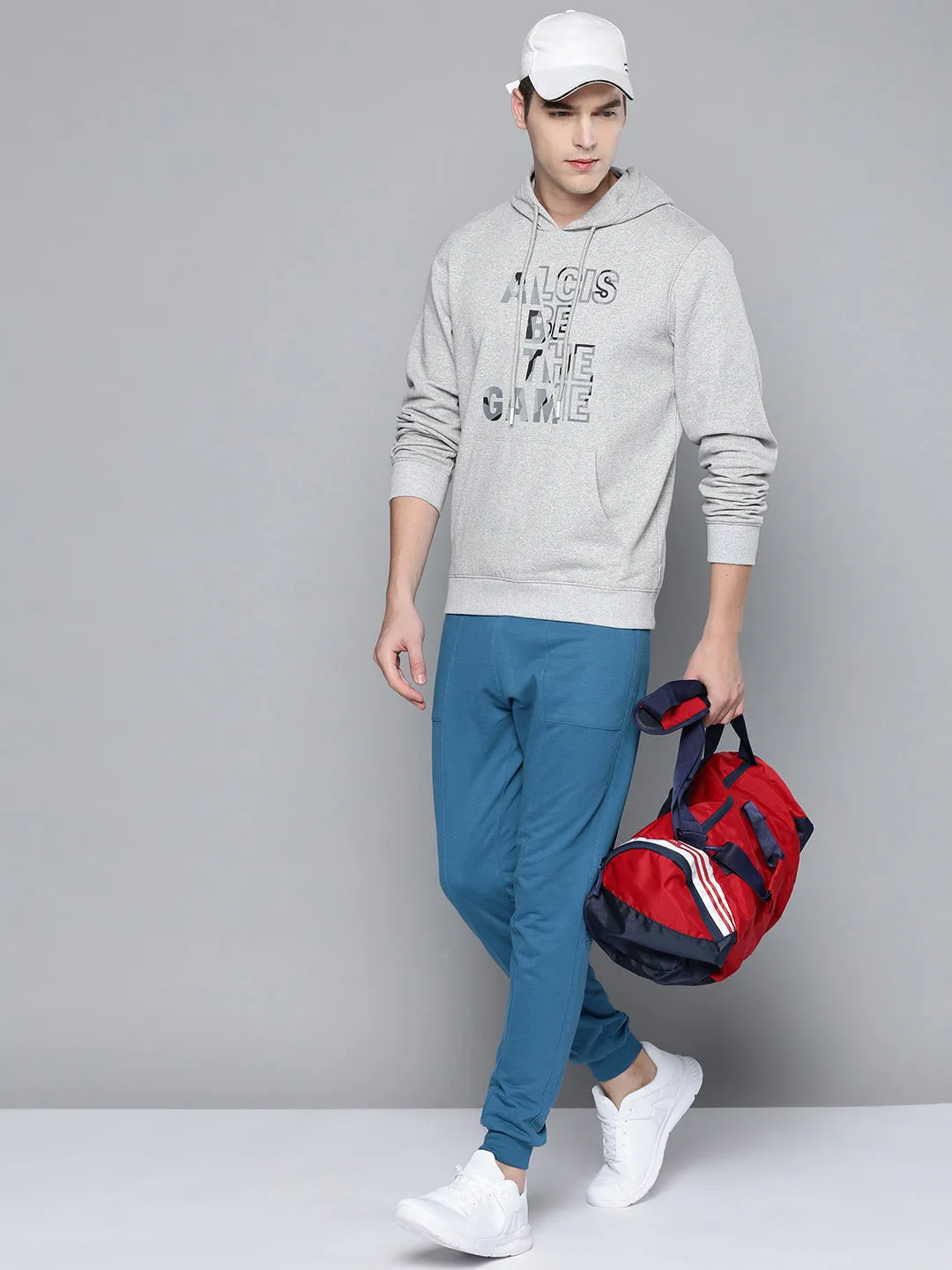 Alcis Men Grey Printed Hooded Sweatshirt