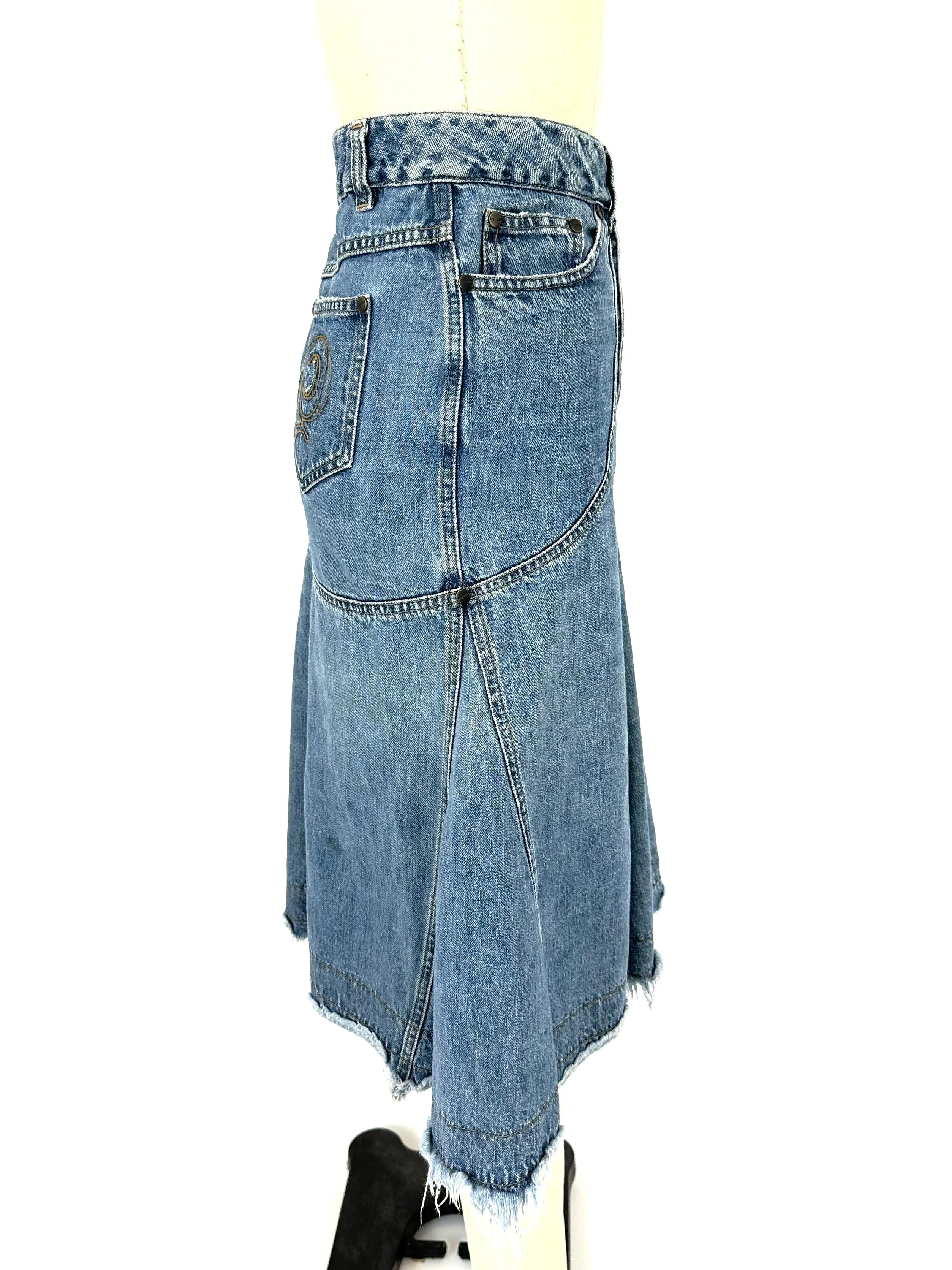 Alexander McQueen Denim Paneled Skirt