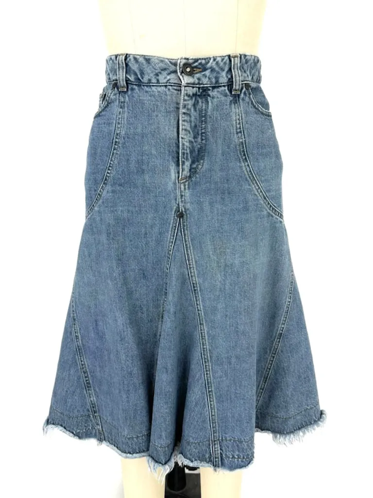Alexander McQueen Denim Paneled Skirt
