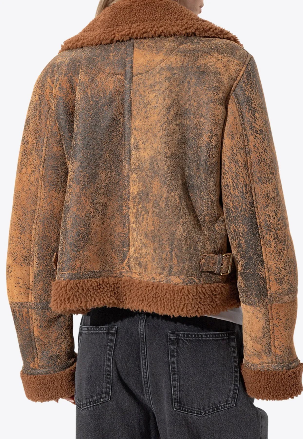 Aviator Shearling and Leather Short Jacket