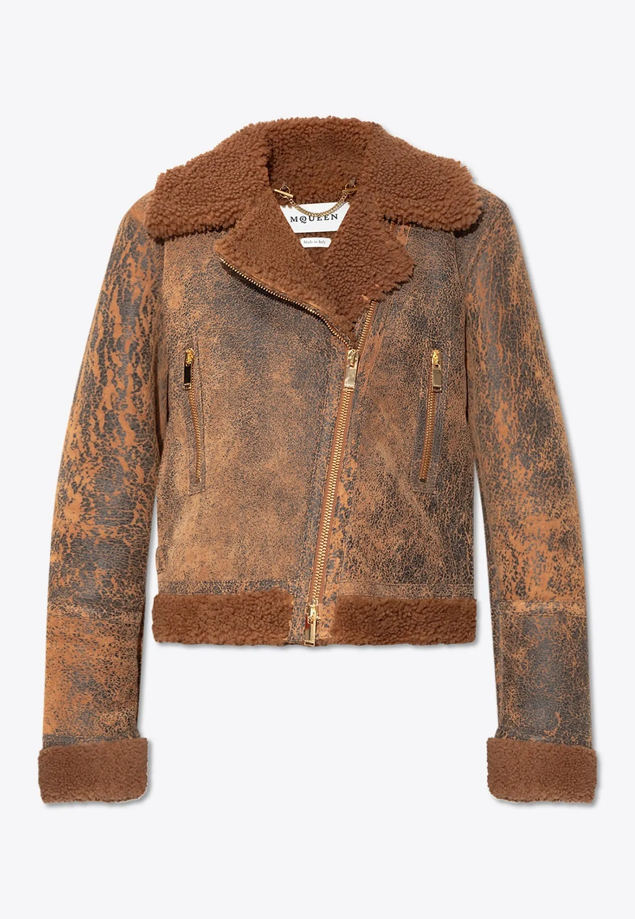 Aviator Shearling and Leather Short Jacket