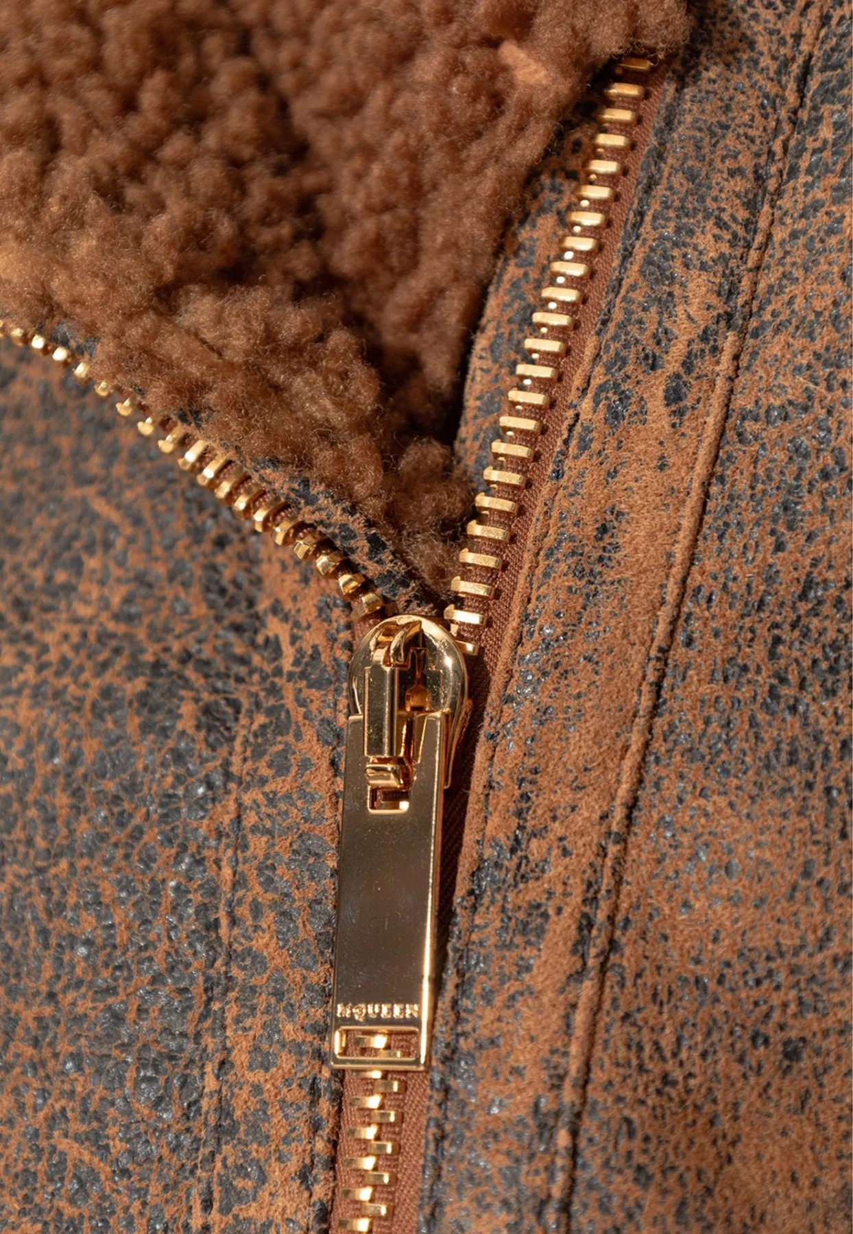 Aviator Shearling and Leather Short Jacket