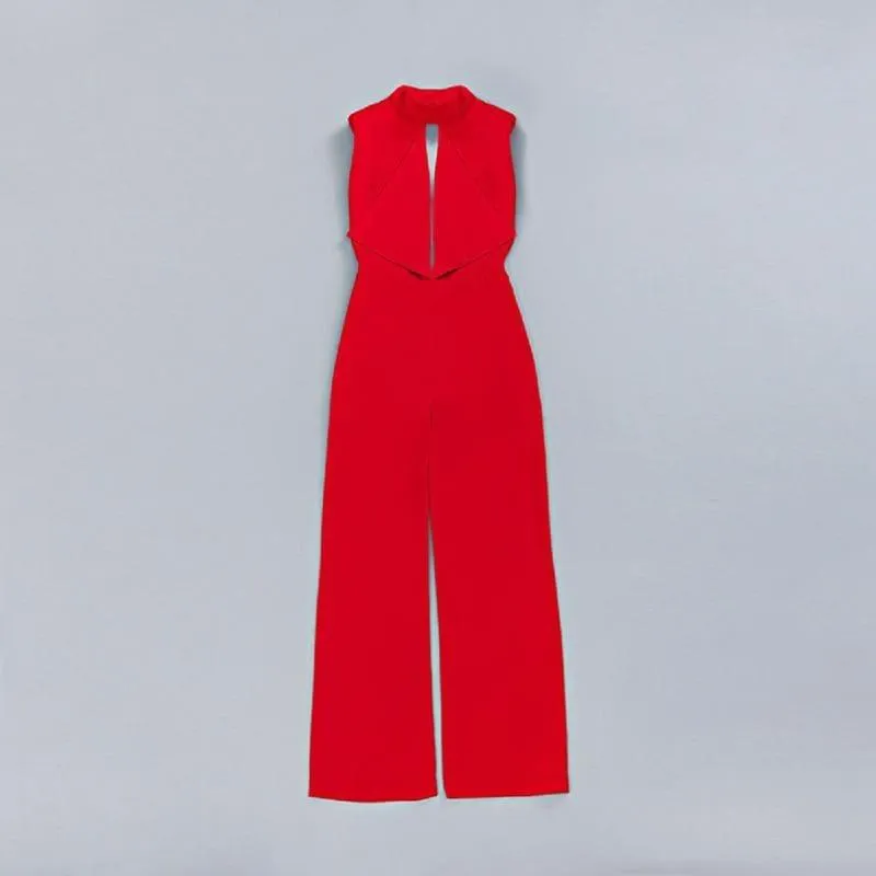 Backless  Sleeveless Hollow Out Sexy High Waist Maxi Wide Leg Summer Fashion
