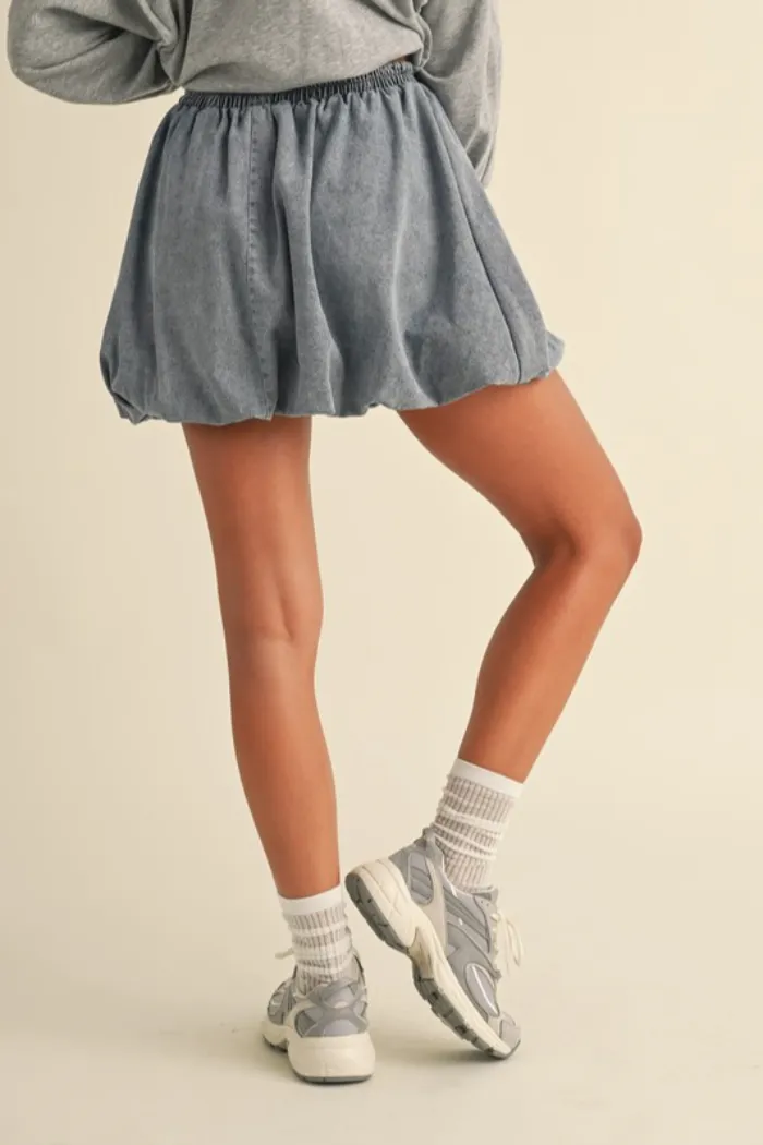 Balloon Denim Mini Skirt