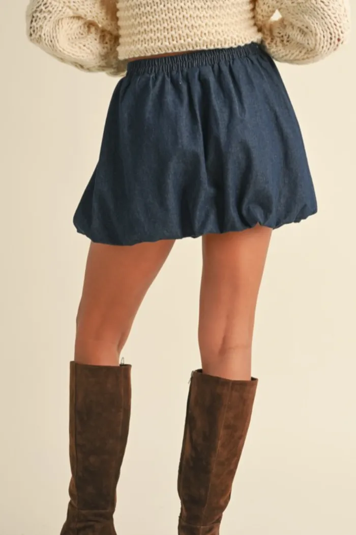 Balloon Denim Mini Skirt