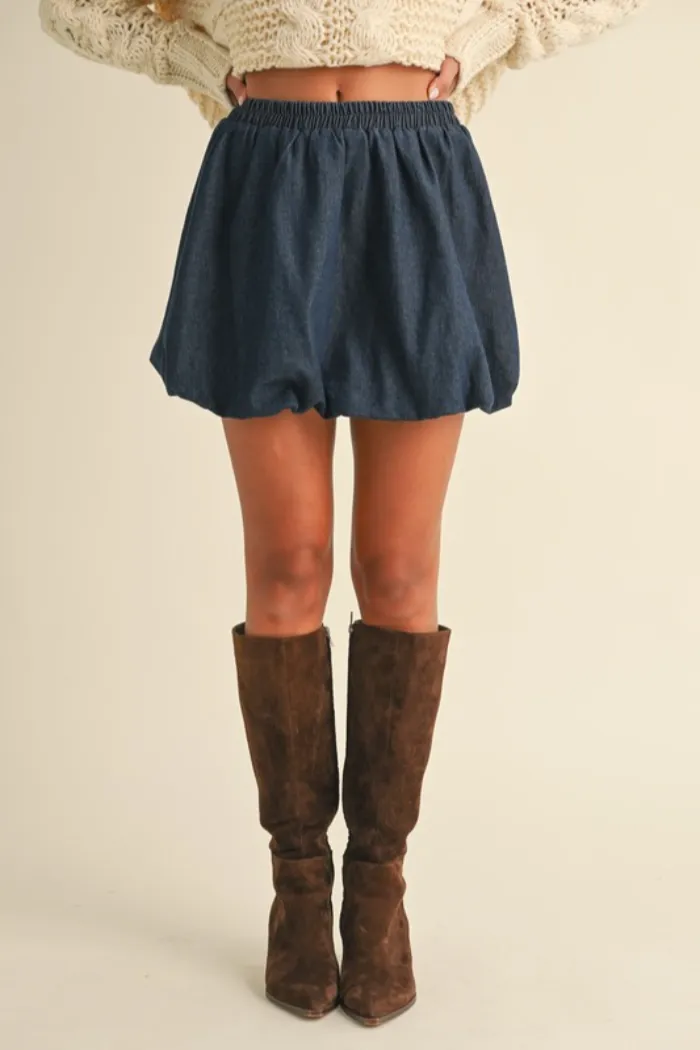 Balloon Denim Mini Skirt