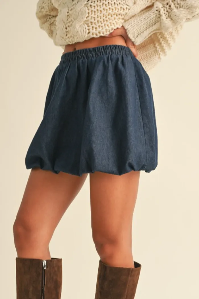Balloon Denim Mini Skirt
