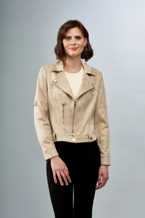 BCJ101C06 Faux Vegan Leather/Knit Combo Moto Jacket