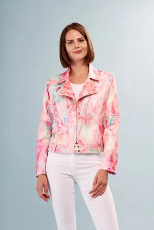 BCJ5703DMPR Metallic Vegan Leather Jacket in Liquid Fuchsia Waves