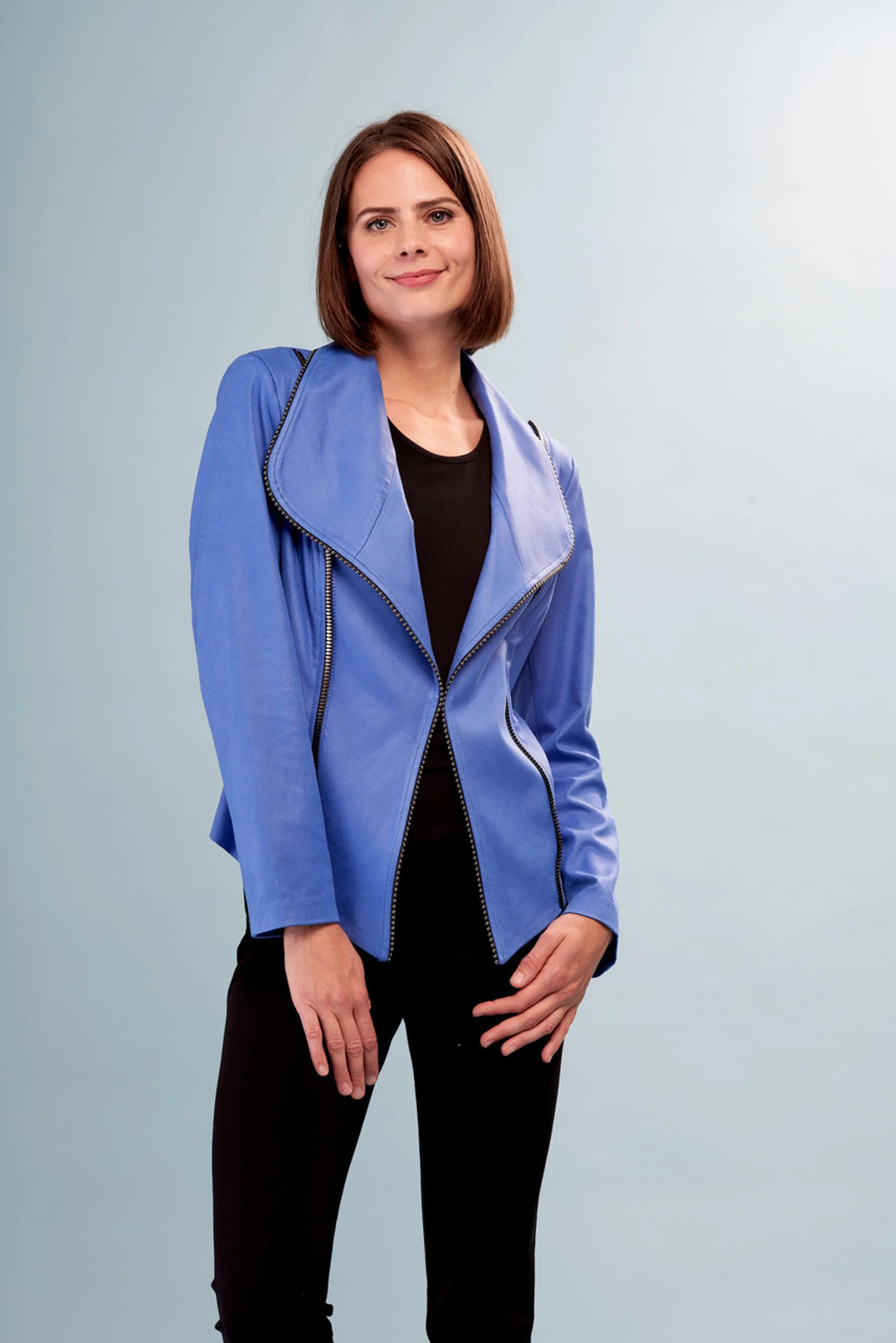 BCJ76A03SHA Solid faux Vegan Leather Long Jacket with Shawl Collar