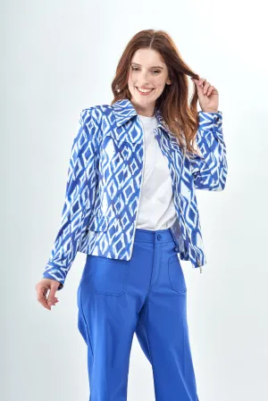 BCJ90A18PRC Faux Vegan Leather Jacket in Denim Shapes