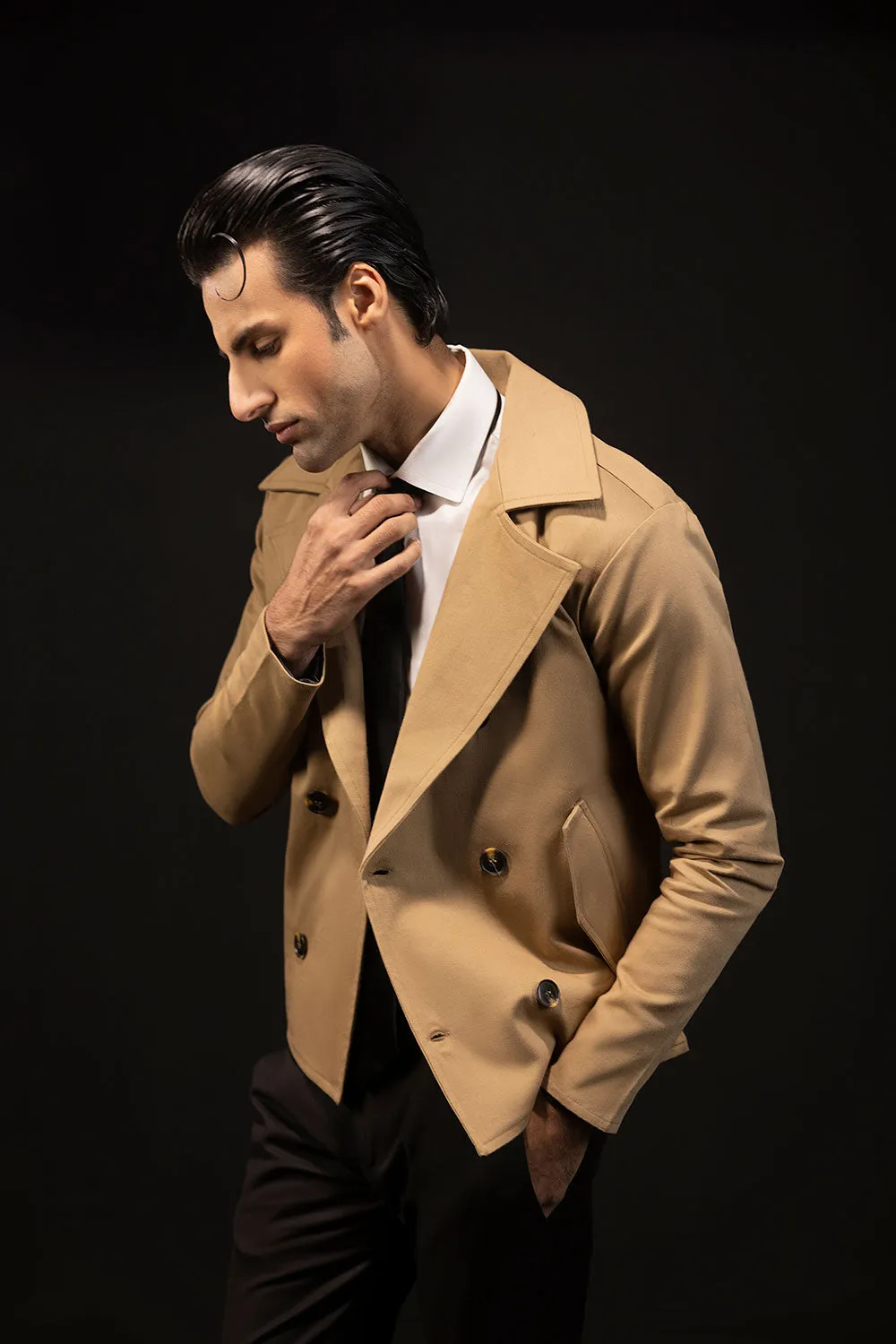 Beige Cropped Trench Coat