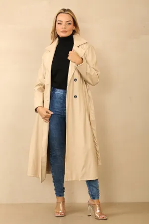 Beige Faux Leather Trench Coat