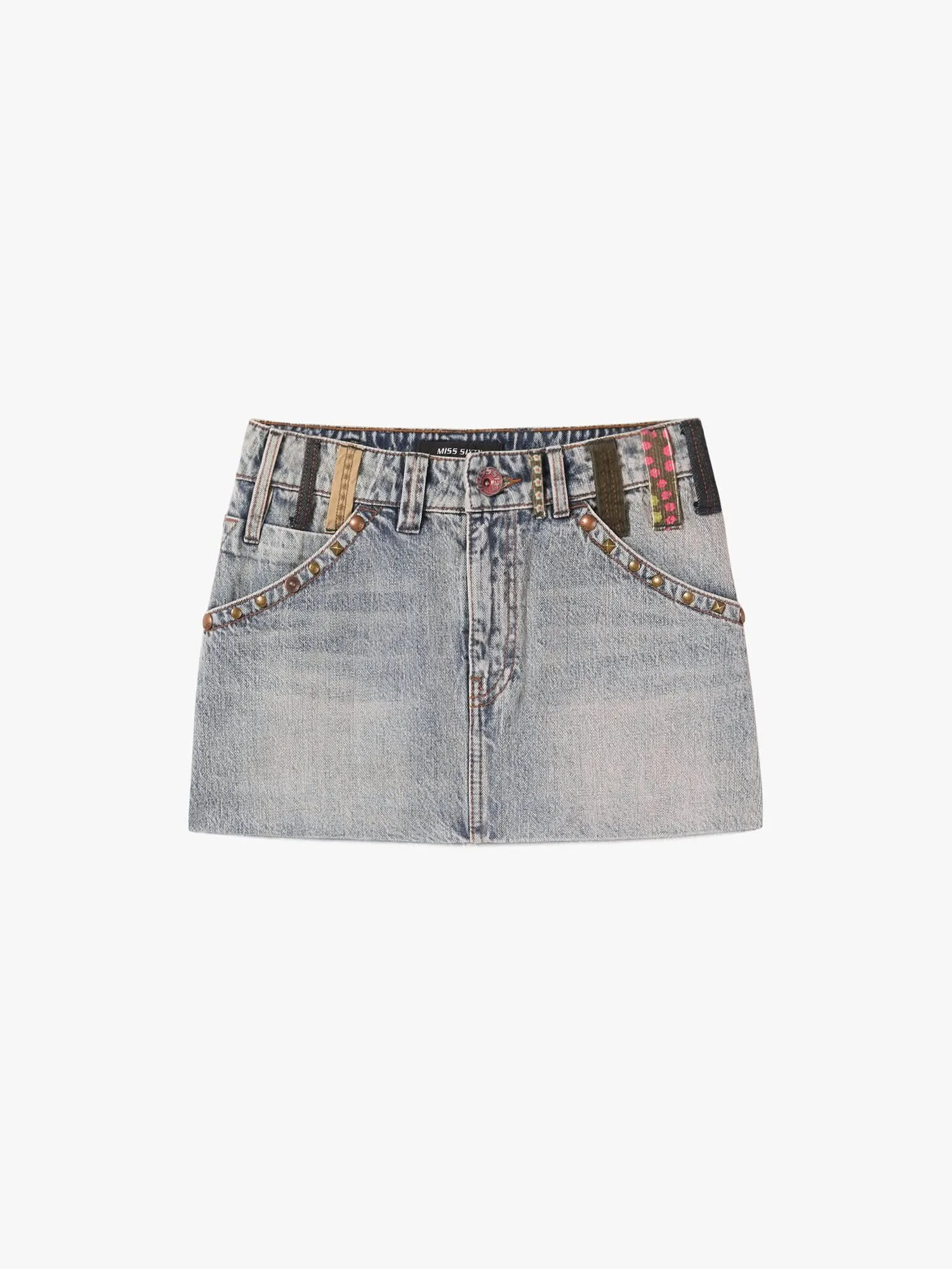Belt Loop Denim Mini Skirt