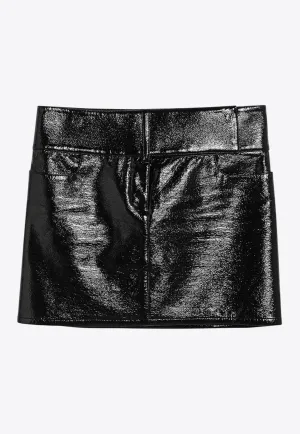 Belted Vinyl Mini Skirt