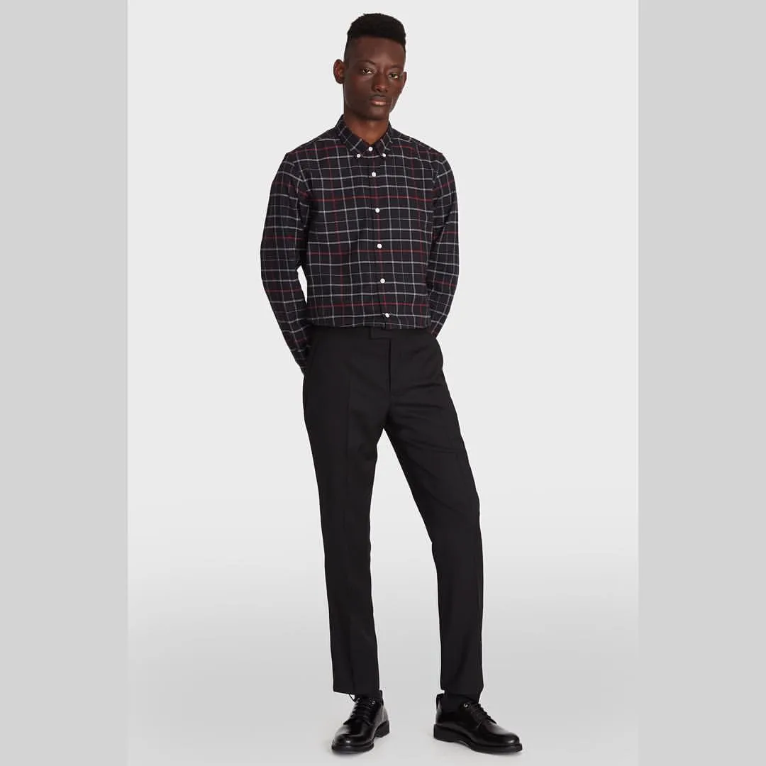 BESPOKEN Men's Black and Red Plaid Claremont Shirt 003010 Size XL $225 NWT