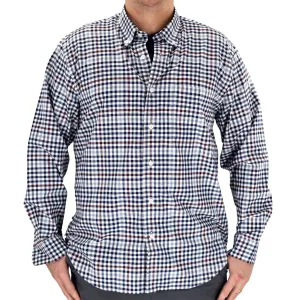 Big & Tall Lord Daniel Navy Plaid Long Sleeve Sport Shirt - 2800-801