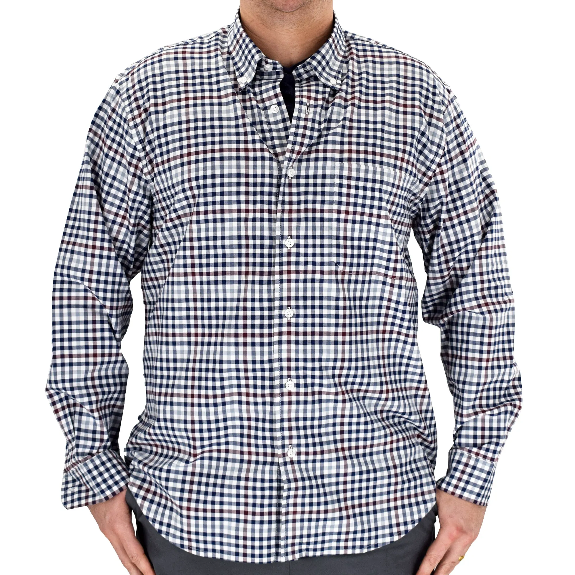 Big & Tall Lord Daniel Navy Plaid Long Sleeve Sport Shirt - 2800-801