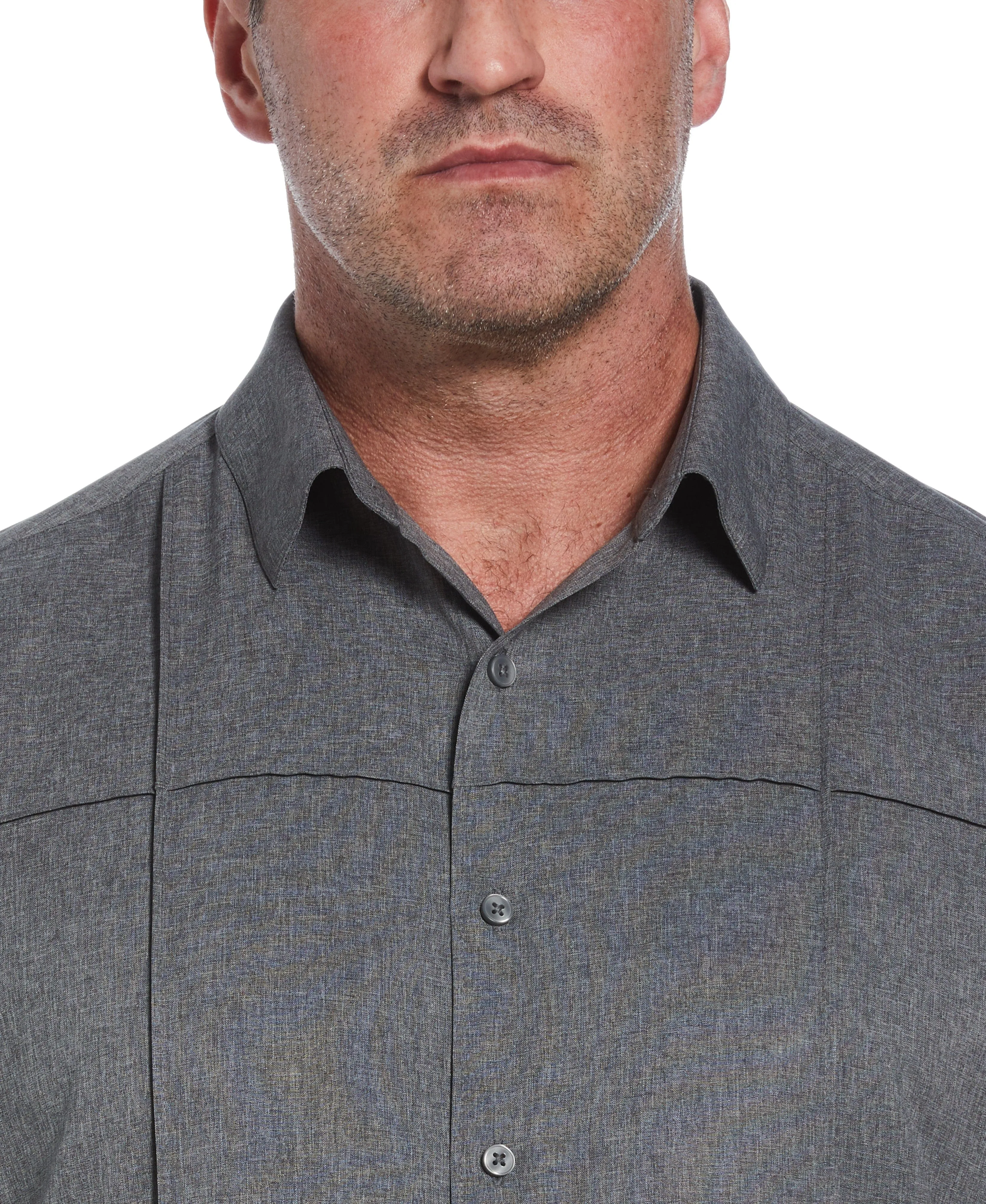 Big & Tall Two-Tone Cross Tuck Chambray Shirt