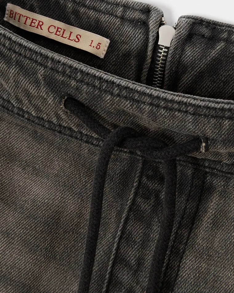 Bitter Cells Collect Washing Denim Skirt Brown