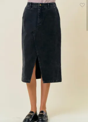 Black Denim Midi Skirt