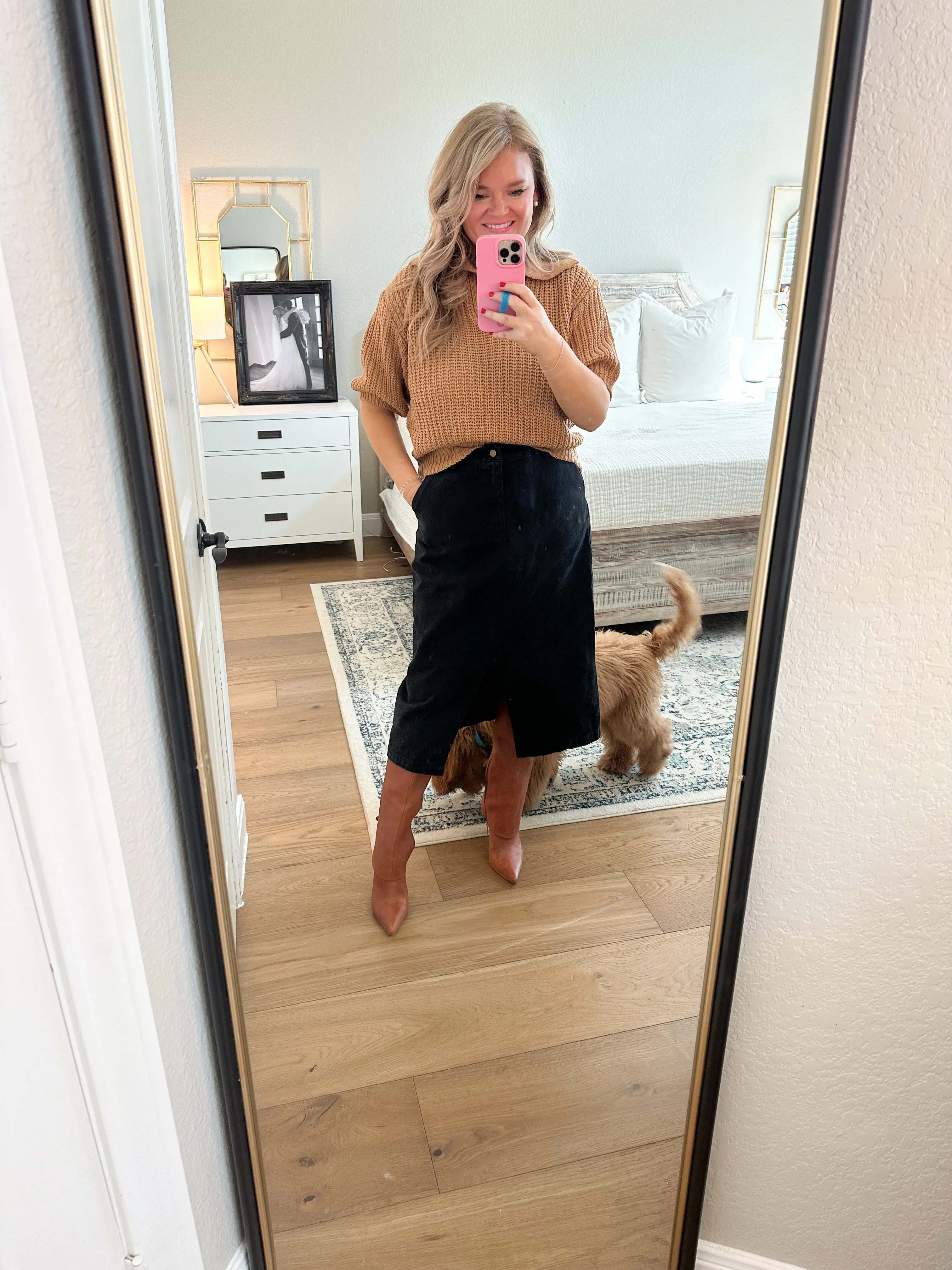 Black Denim Midi Skirt