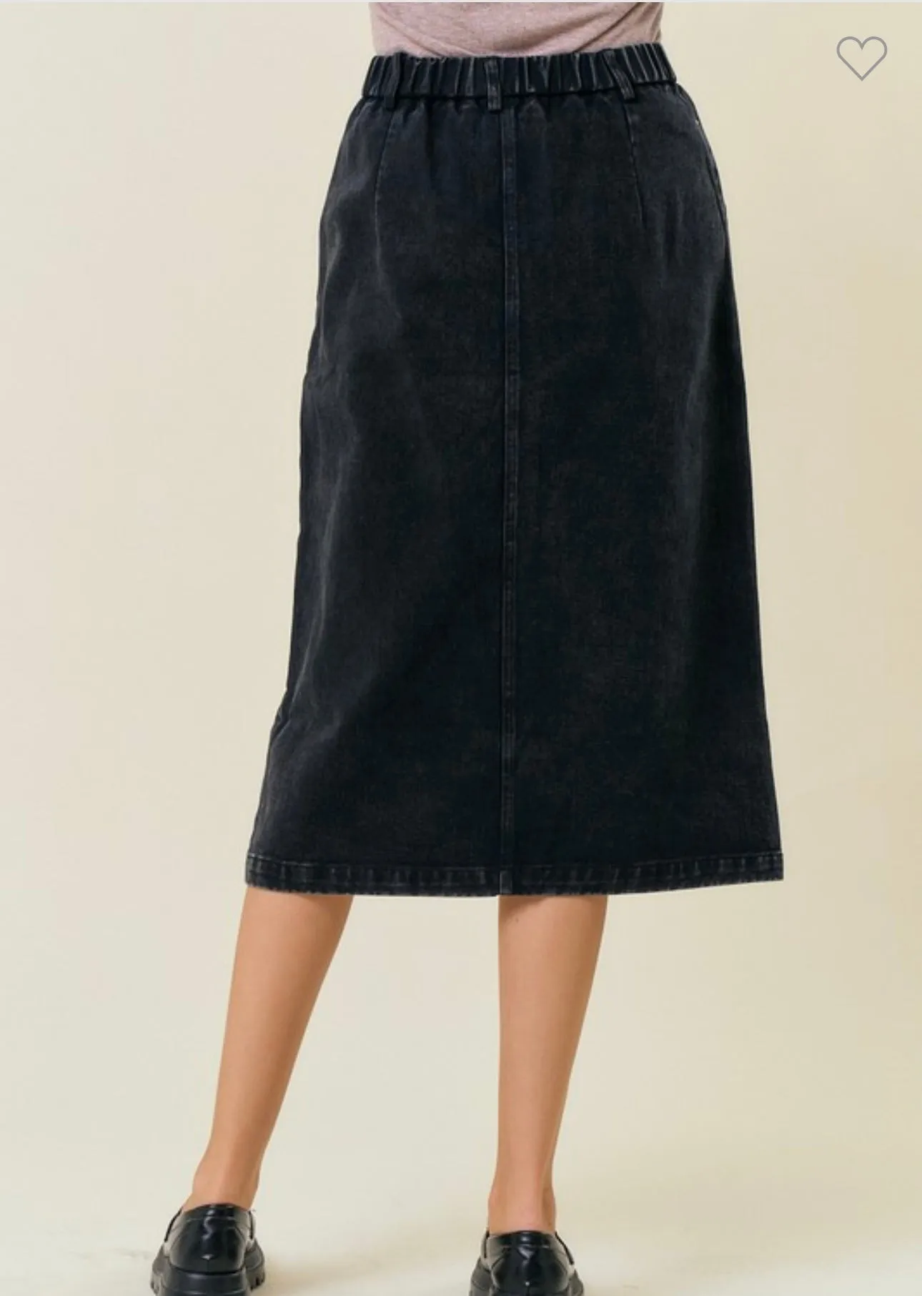 Black Denim Midi Skirt