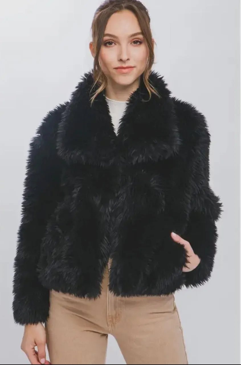 Black Faux Fur Coat