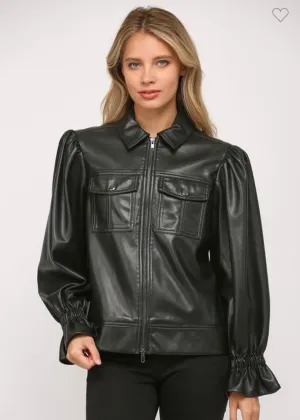 Black Faux Leather Rachael Jacket