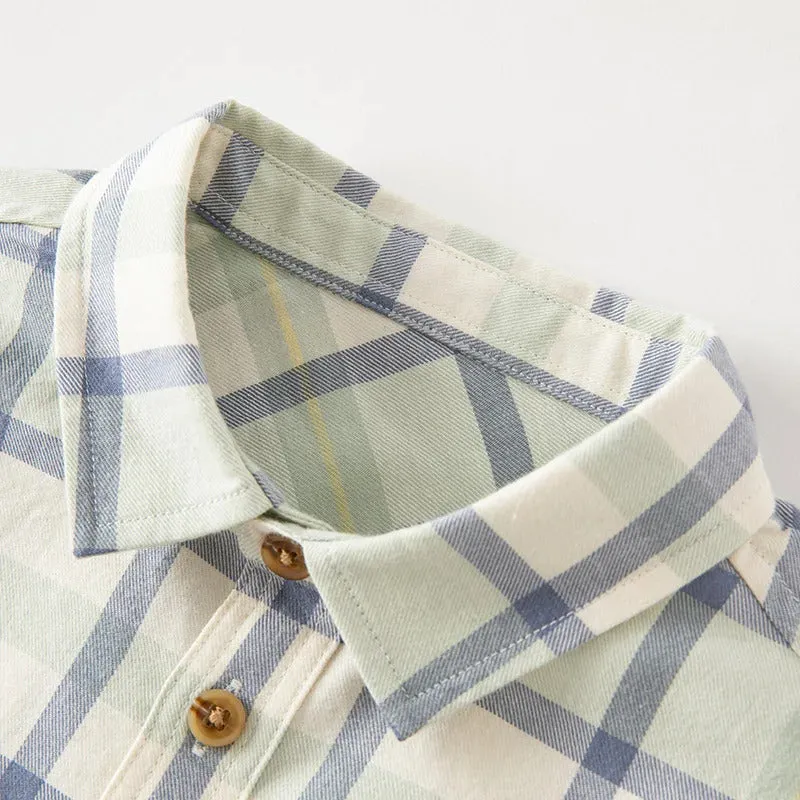 Blue and Cream Plaid Shirts
