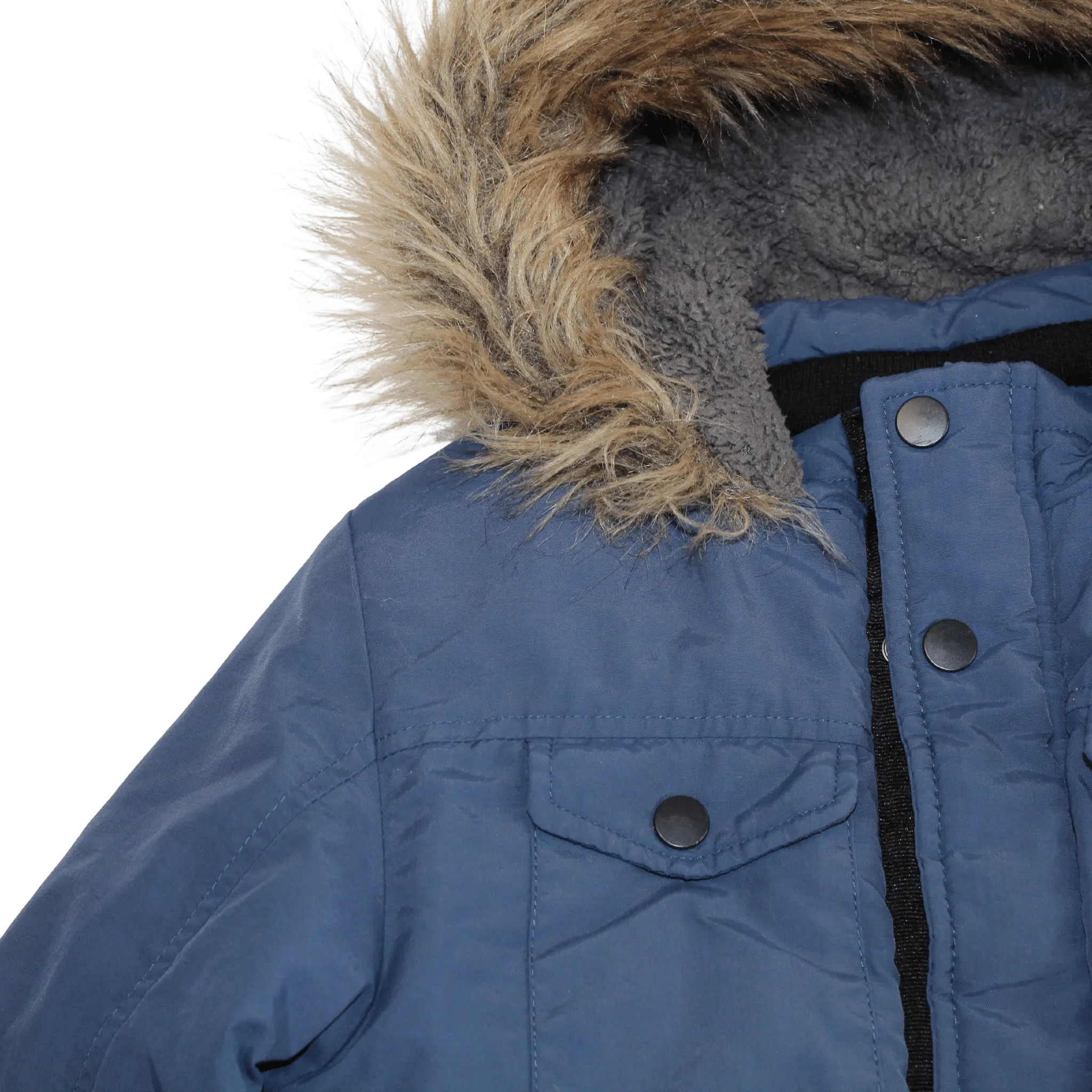 Blue Faux Fur Hood Coat