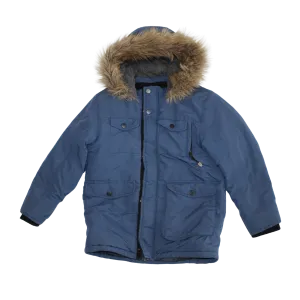 Blue Faux Fur Hood Coat