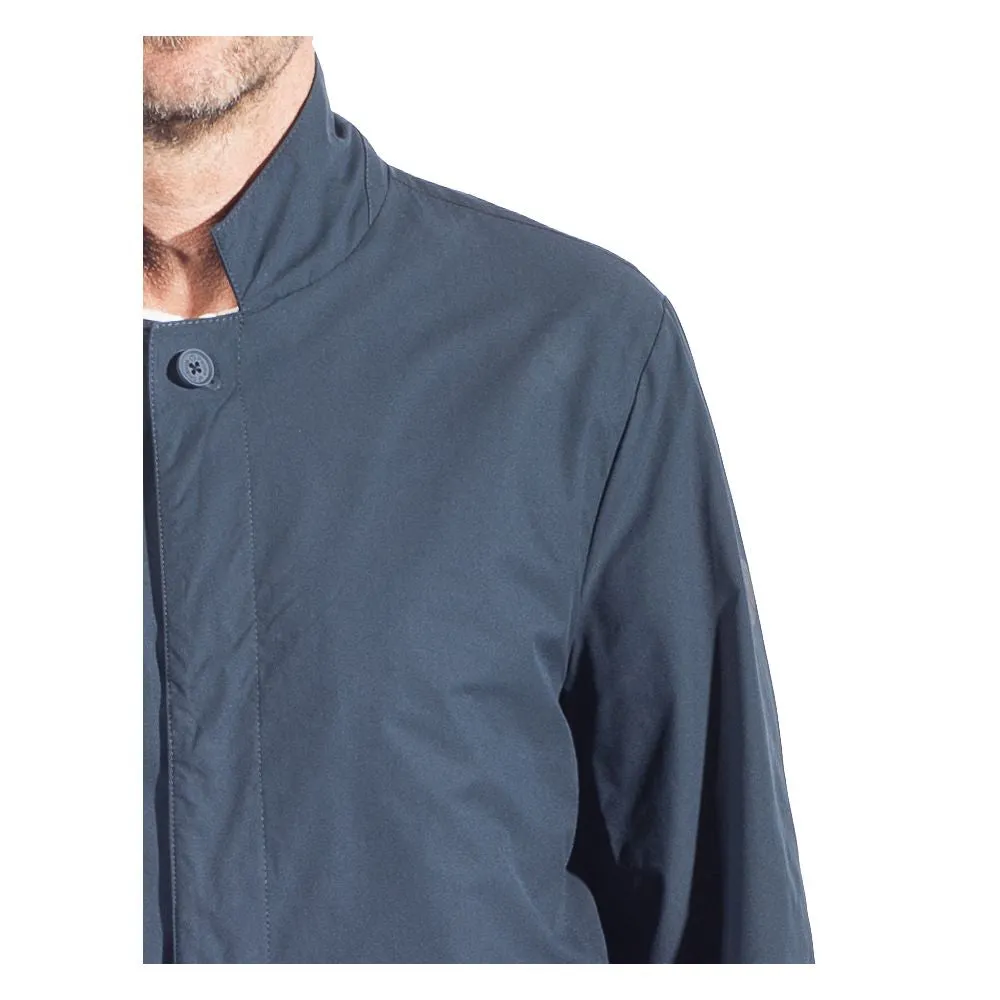 Blue Recycled Polyester Men Trench Coat