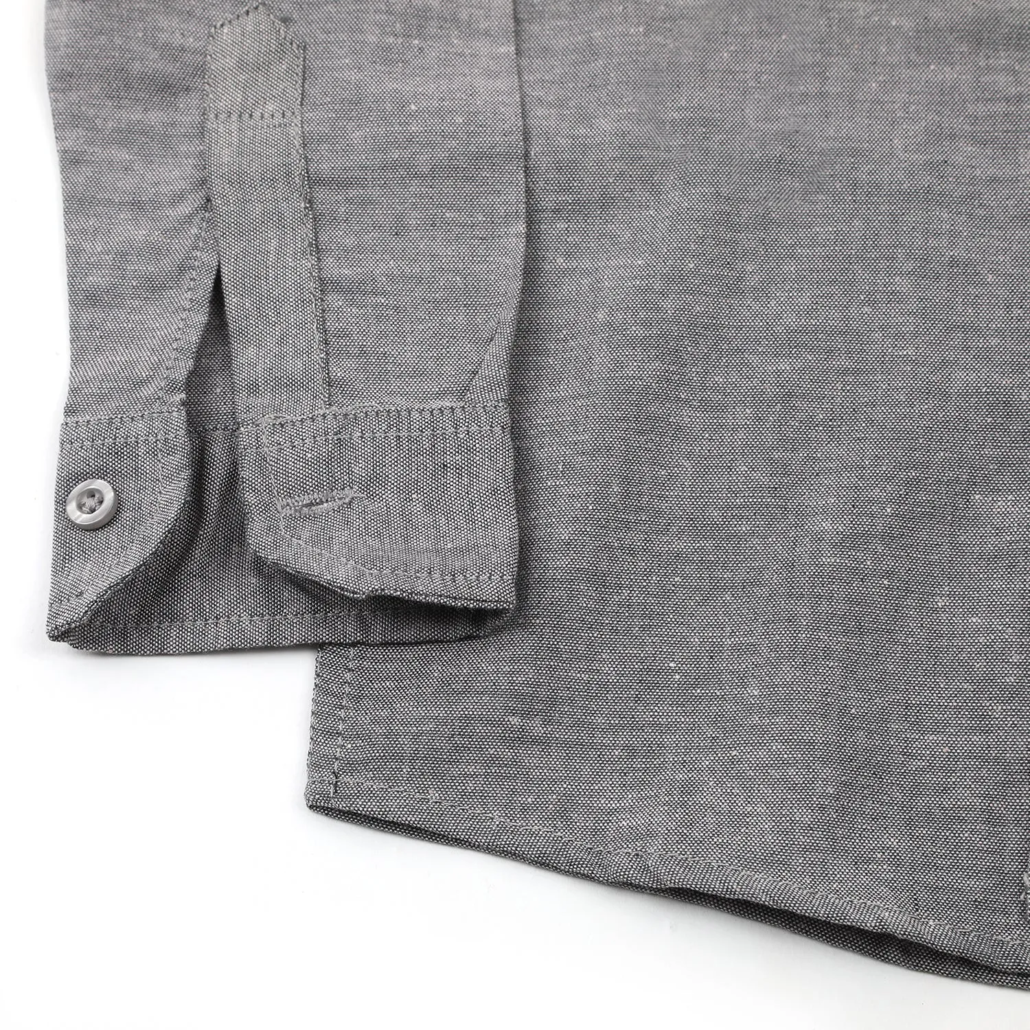 Boys Chambray Casual Full Sleeves Shirt - Dark Grey