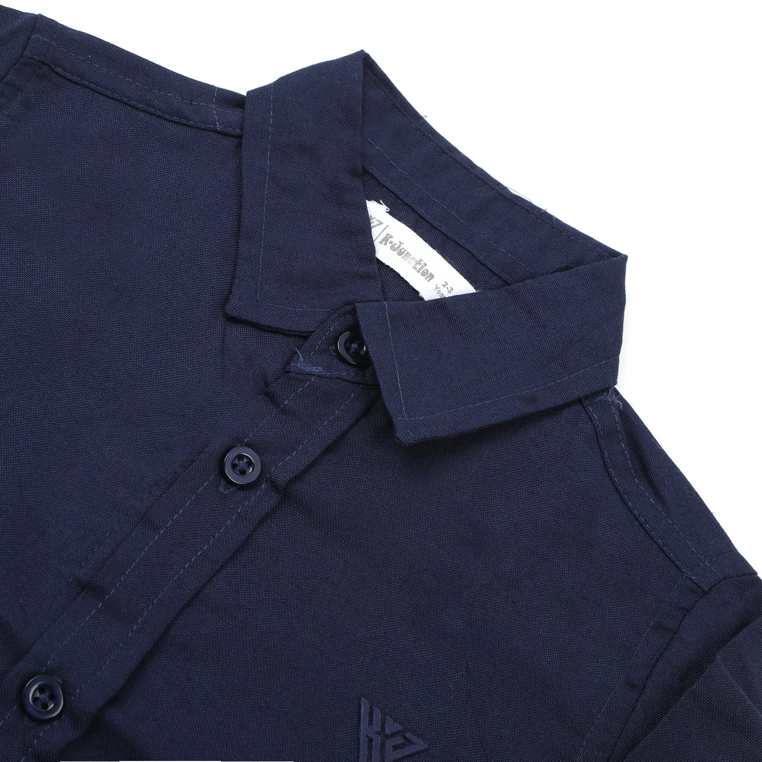 Boys Chambray Casual Full Sleeves Shirt - Navy Blue