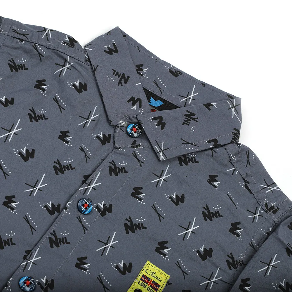 Boys Full Sleeves Shirt - Dark Grey