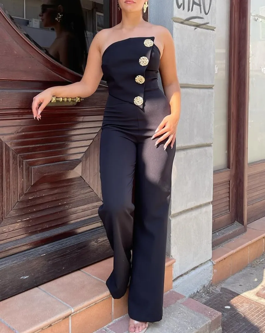 Braided Irregular Wide-Legged Jumpsuits
